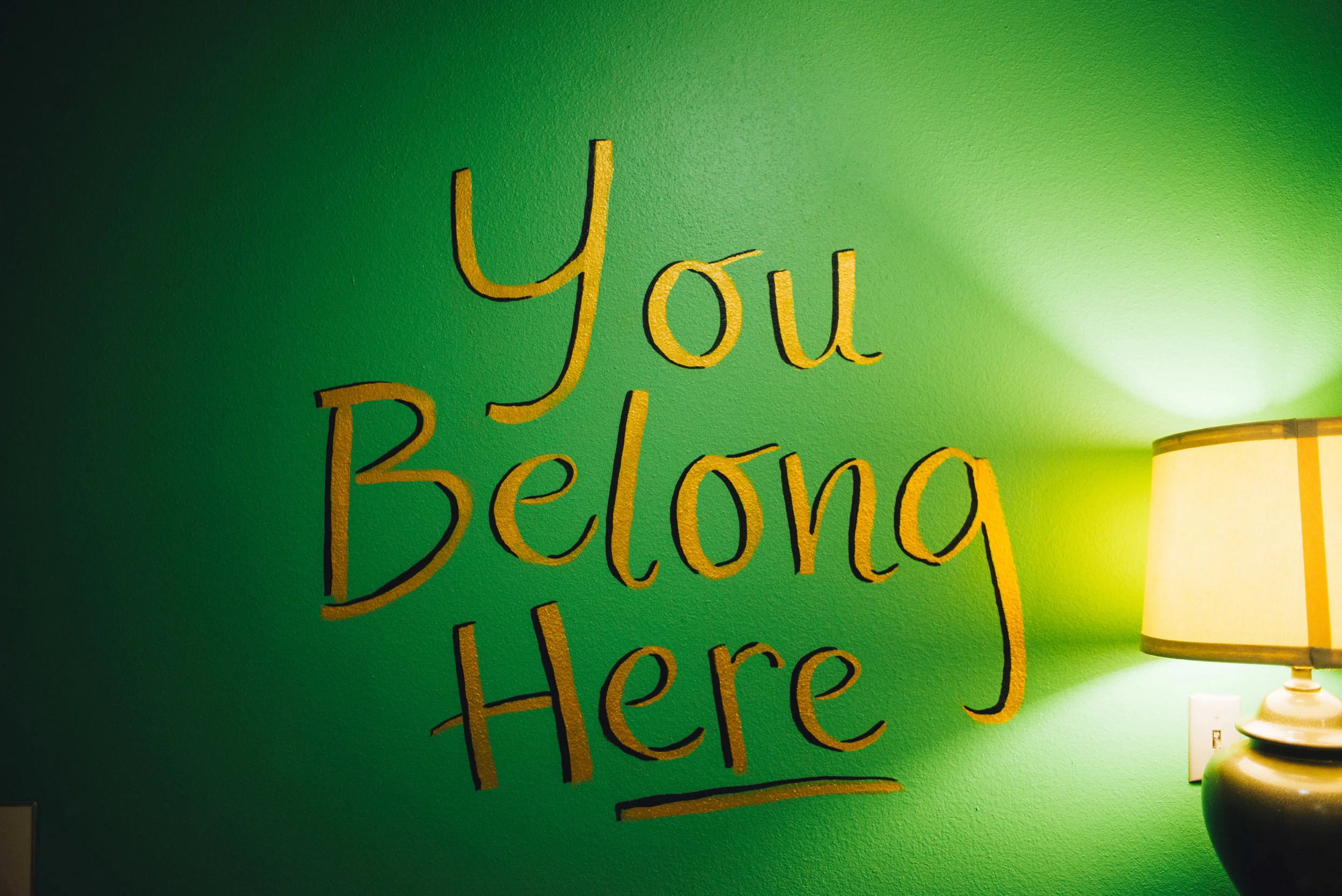 This is painted on the wall of the youth room. We long to create safe spaces for everyone to be their truest selves.