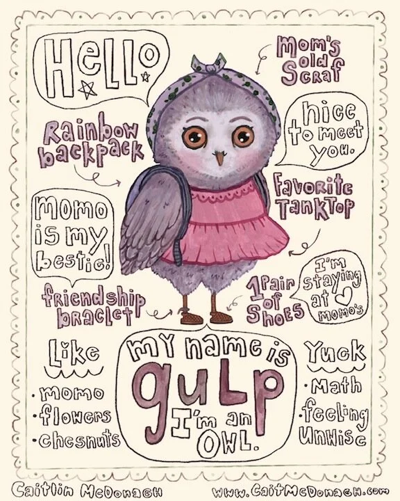 "Gulp the Unwise: Character Design" by Caitlin McDonagh, Acrylic and Digital  