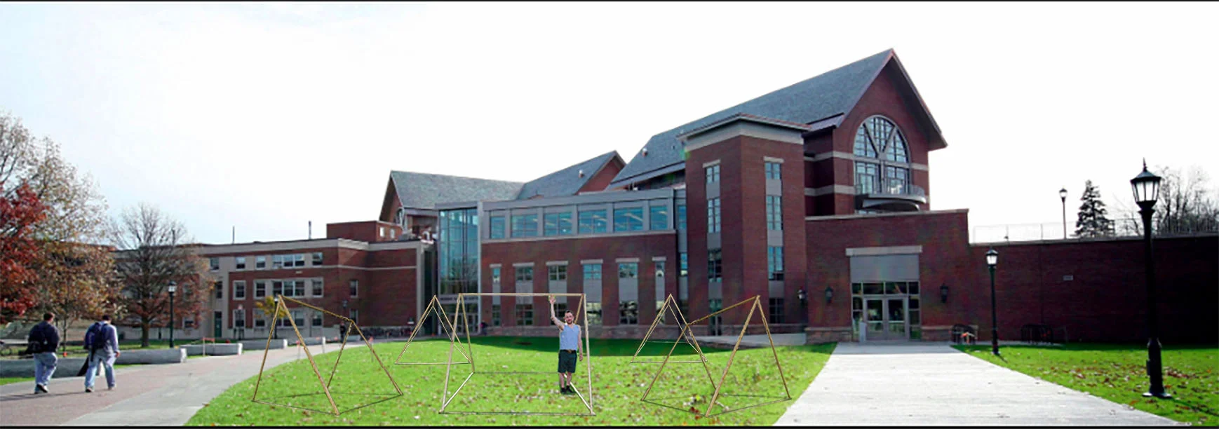UVM's Davis Center with tents