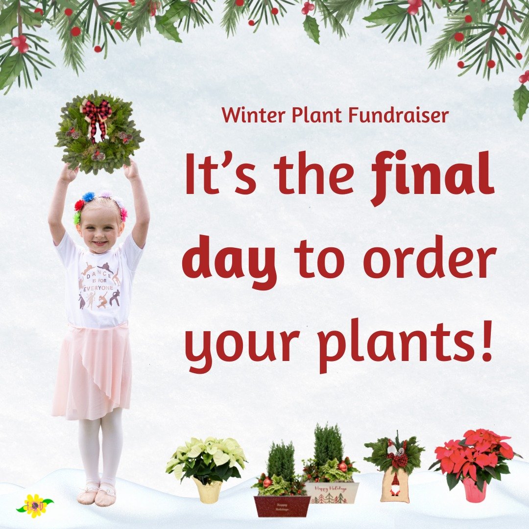 It is the final day to order your plants in the Holiday Plant Fundraiser. Help us reach our goal of 100 plants sold, all while decorating for the holidays! 🌸🍃💕

You can place your orders until 11:59pm with order pickups taking place November 28 an