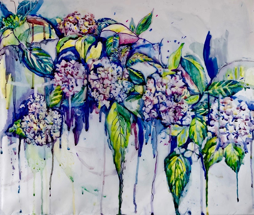 Big Purple Tuscany Series, June 2018 Watercolour on Mylar 26”x28”, $1200