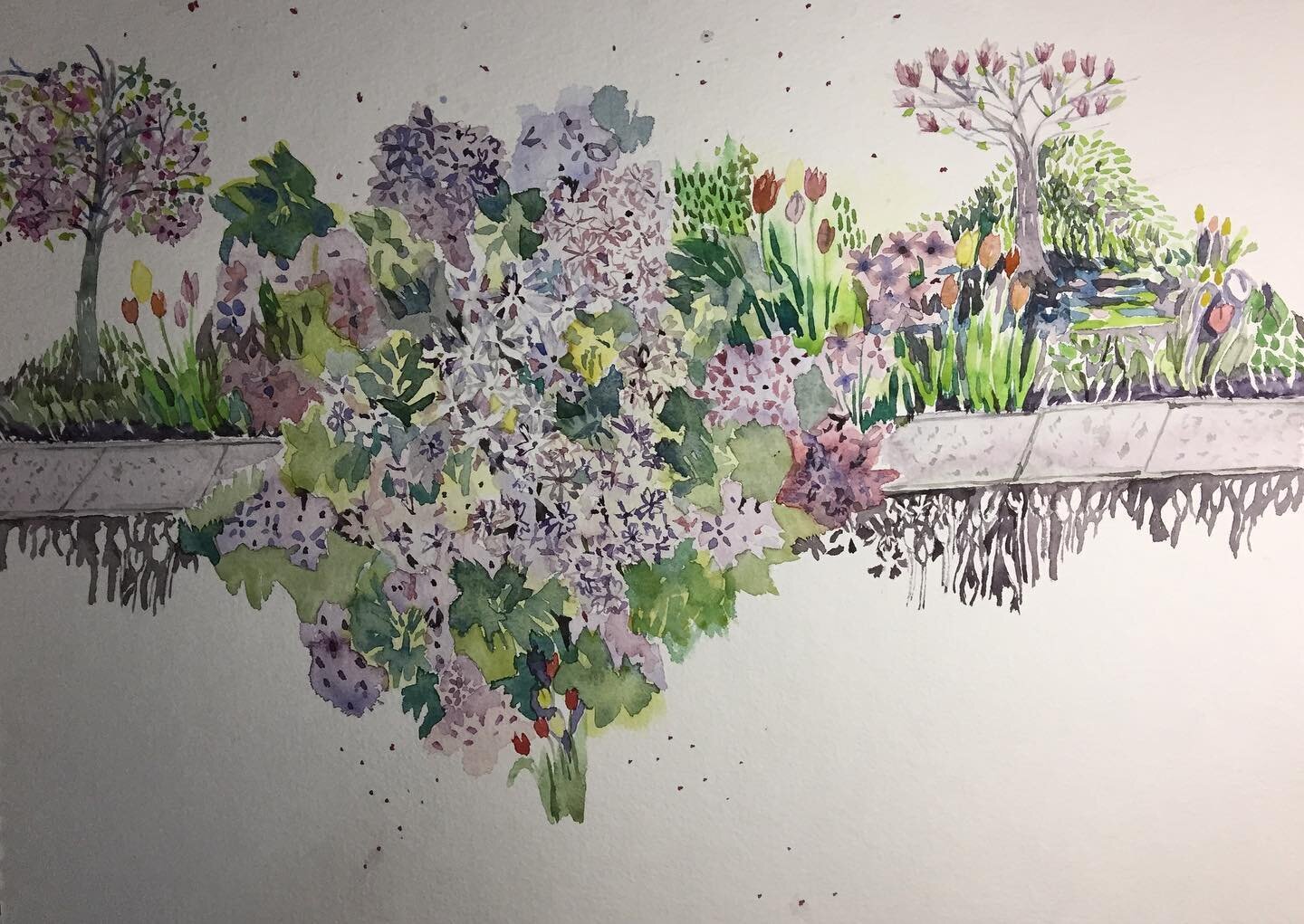 I am chasing the constant dance of my neighbours&rsquo; gardens on my daily walks. It awakens me and fills me with hope. #watercolorpainting #contemporaryart #canadianart