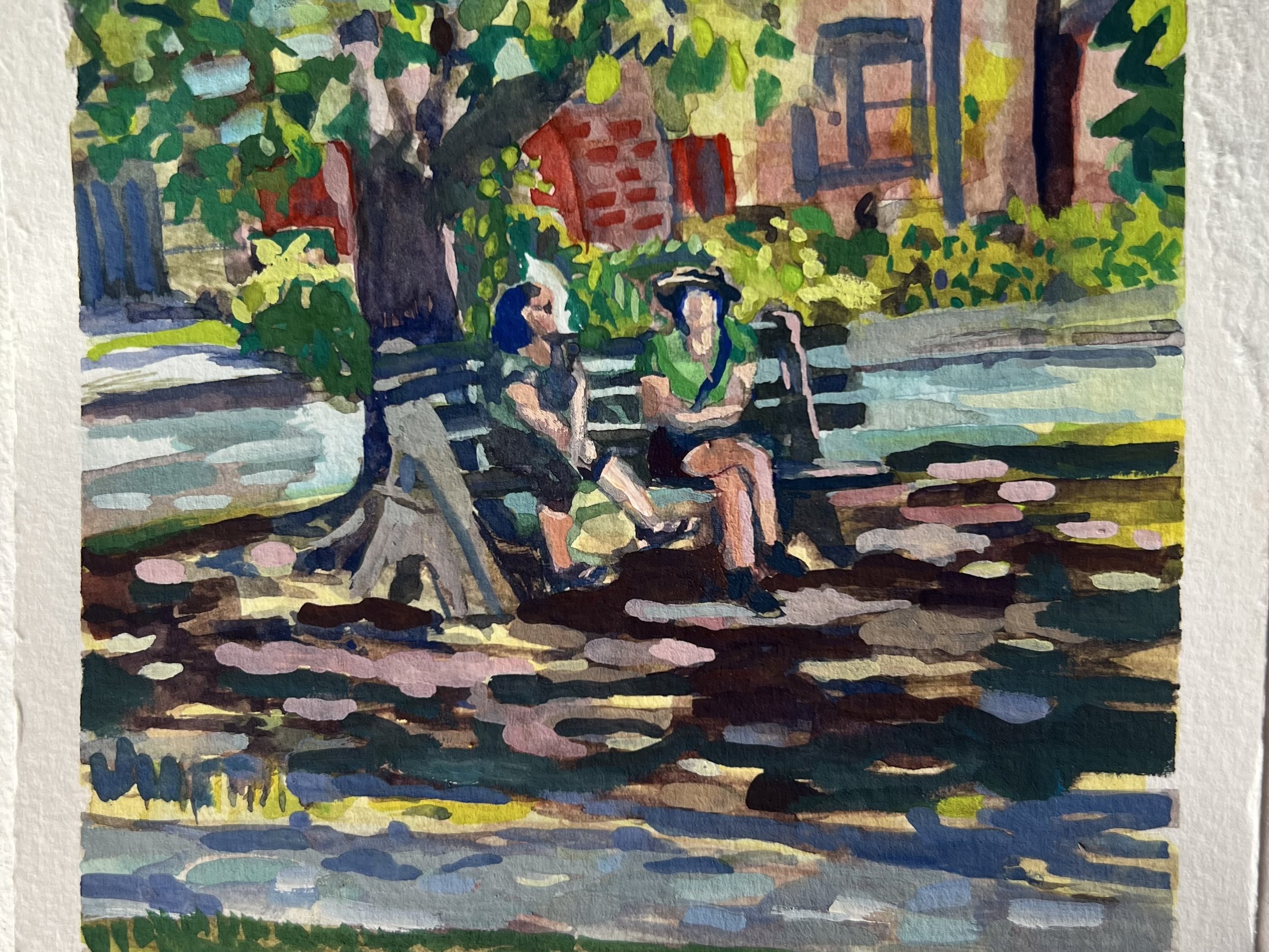 Two friends meet at Vermount Square