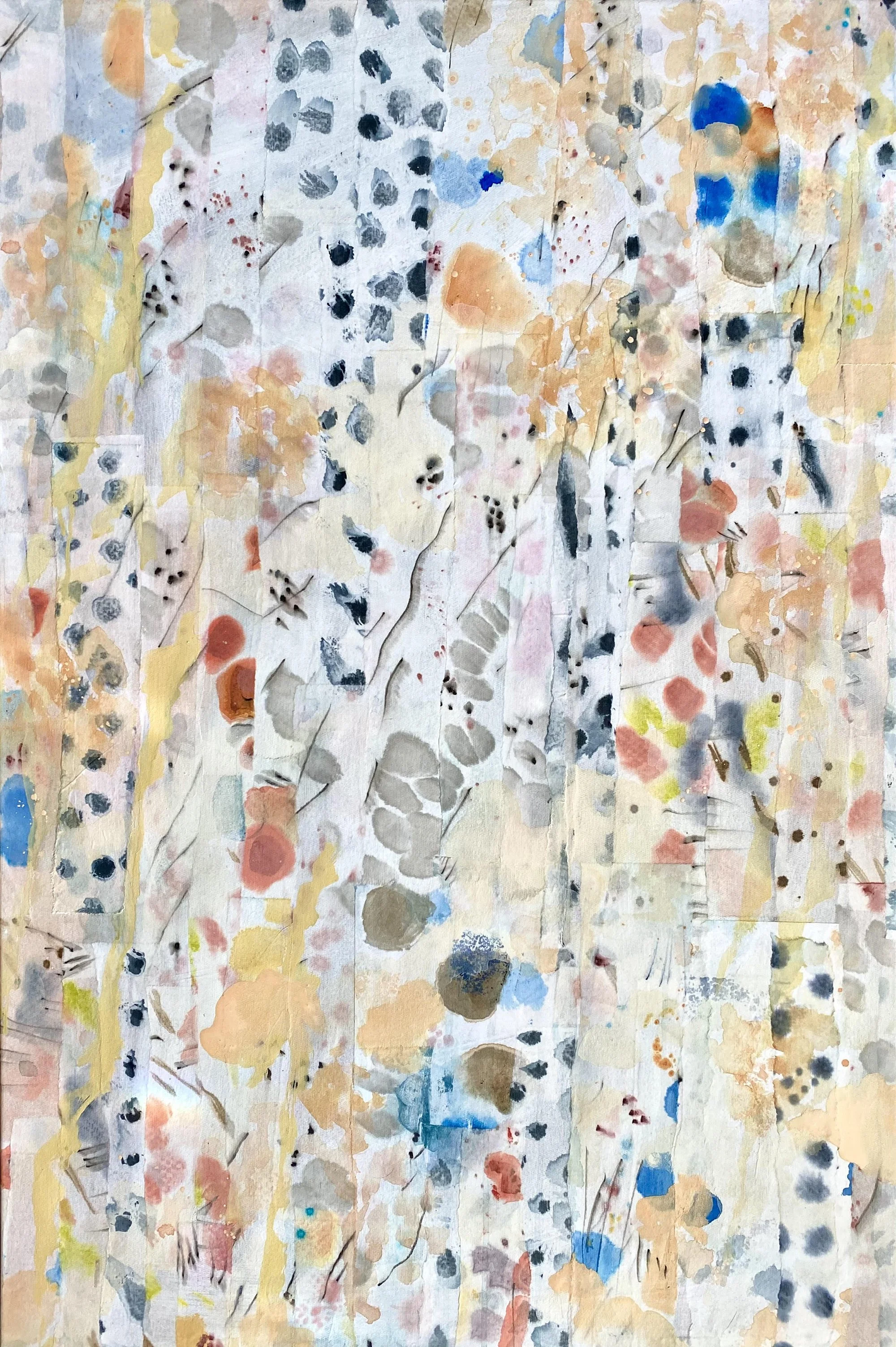 Jewels | Acrylic, watercolour, ink, and rice paper on canvas, 24x36 inches SOLD