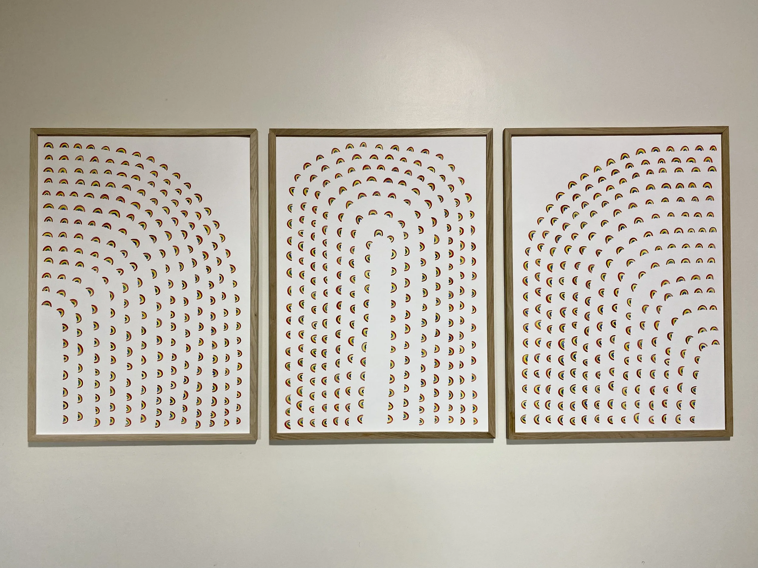 Rainbow Triptych watercolour on paper 60x30"