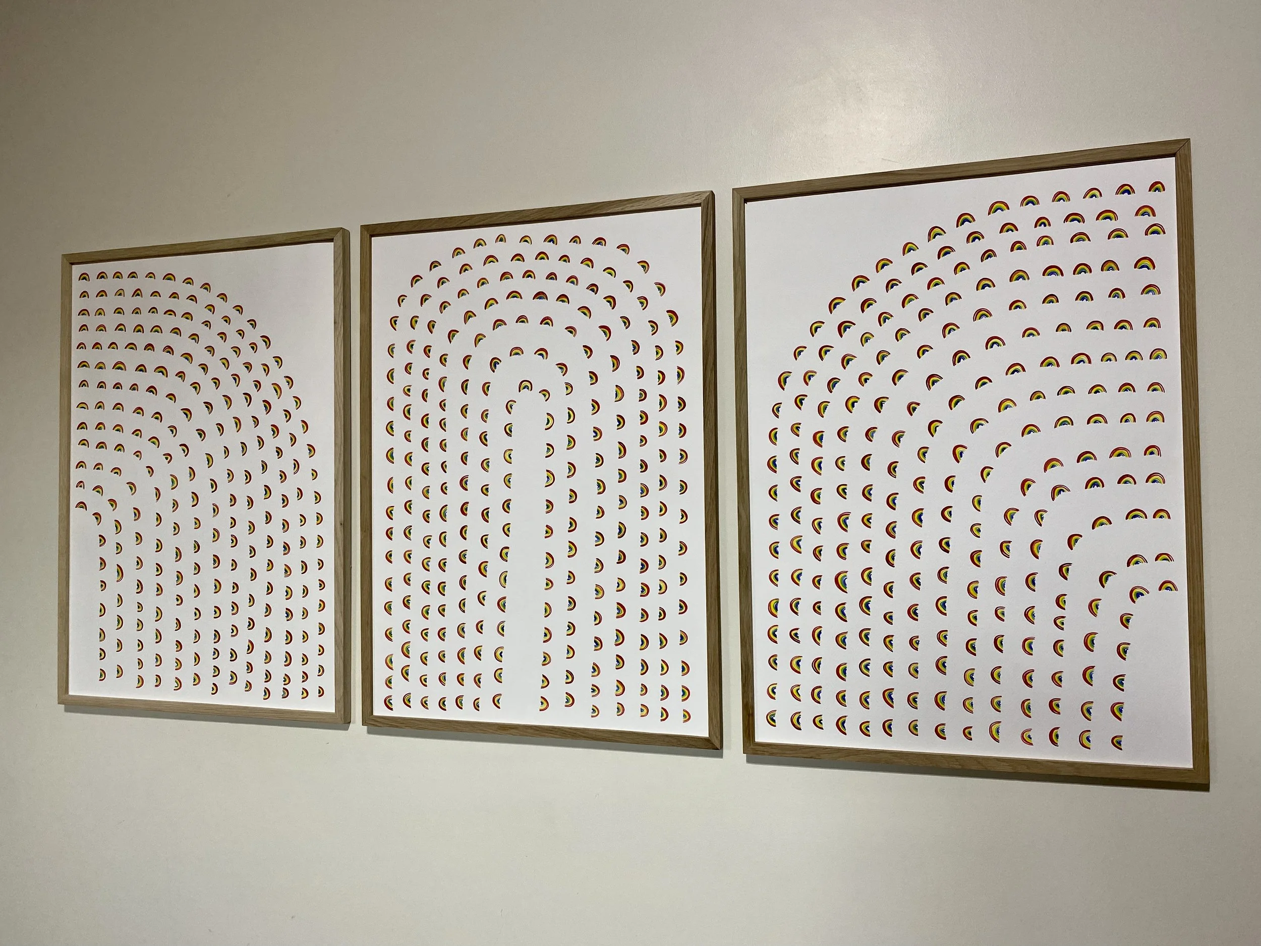 Rainbow Triptych watercolour on paper 60x30"