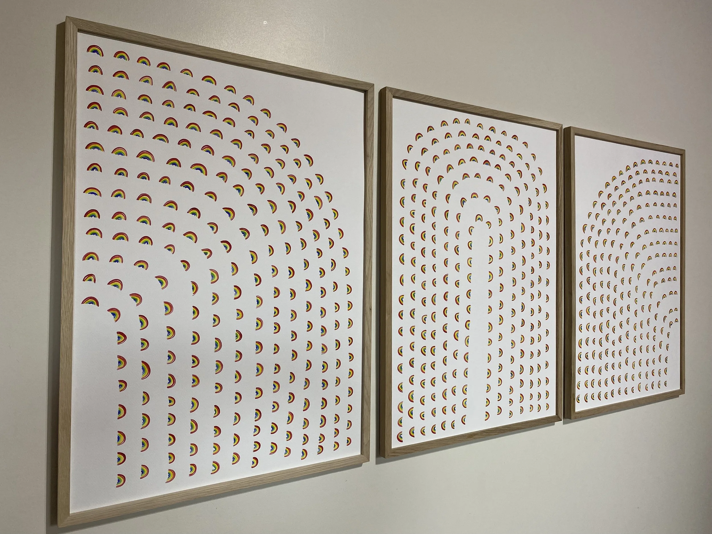 Rainbow Triptych watercolour on paper 60x30"