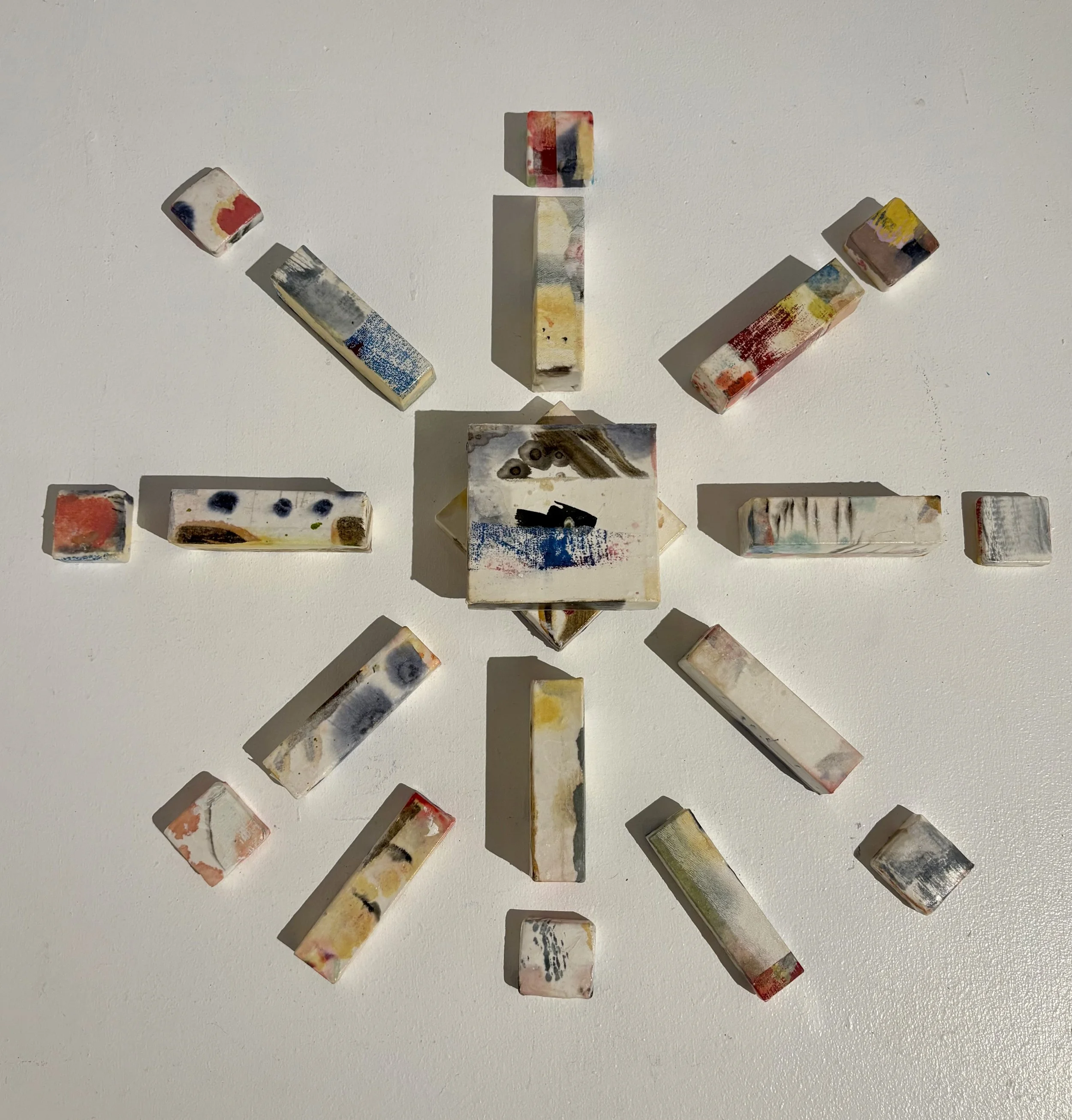  True North  acrylic, watercolour, ink, and rice paper collaged on plaster 