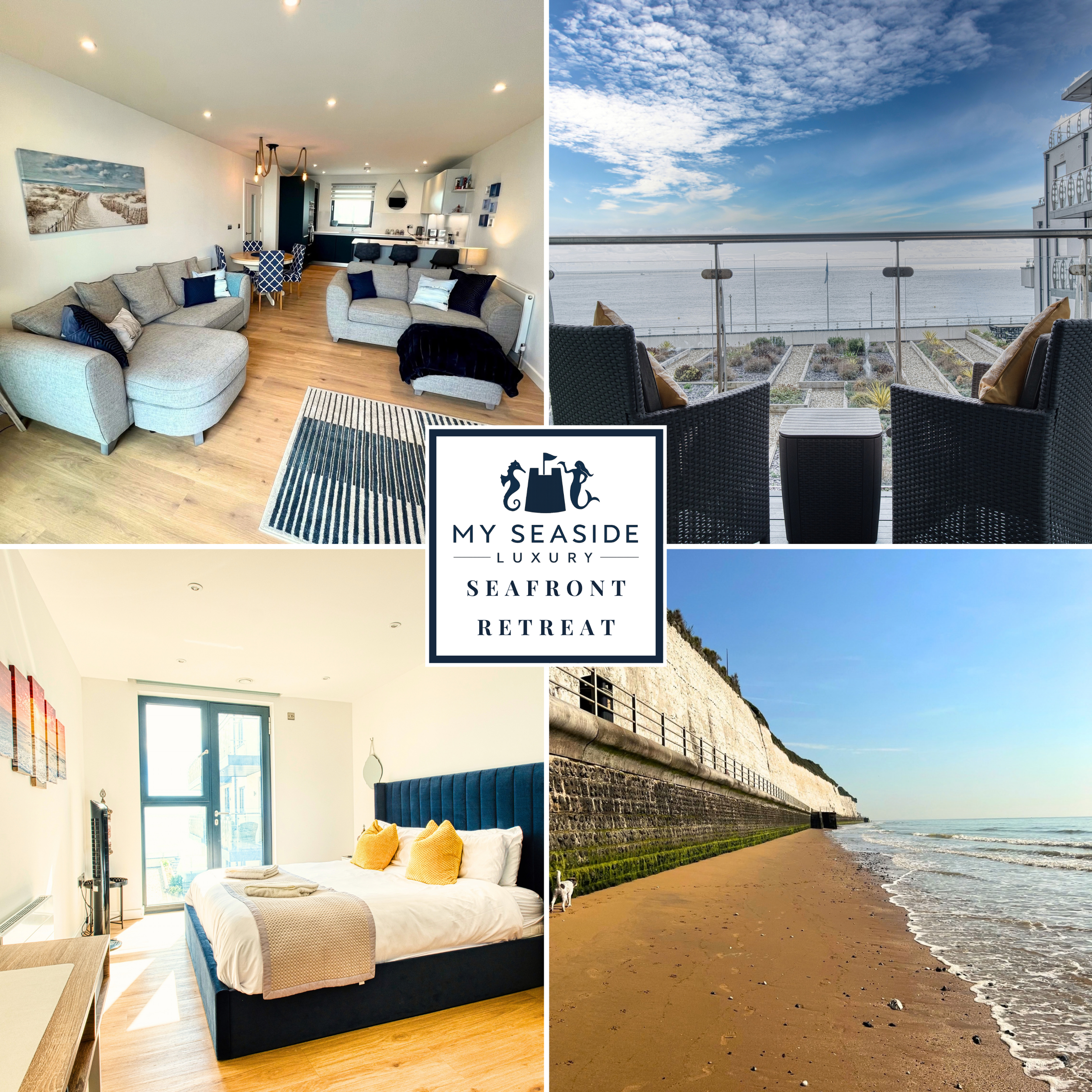 Seafront Retreat- Luxury 2 bedroom apartment with parking and balcony