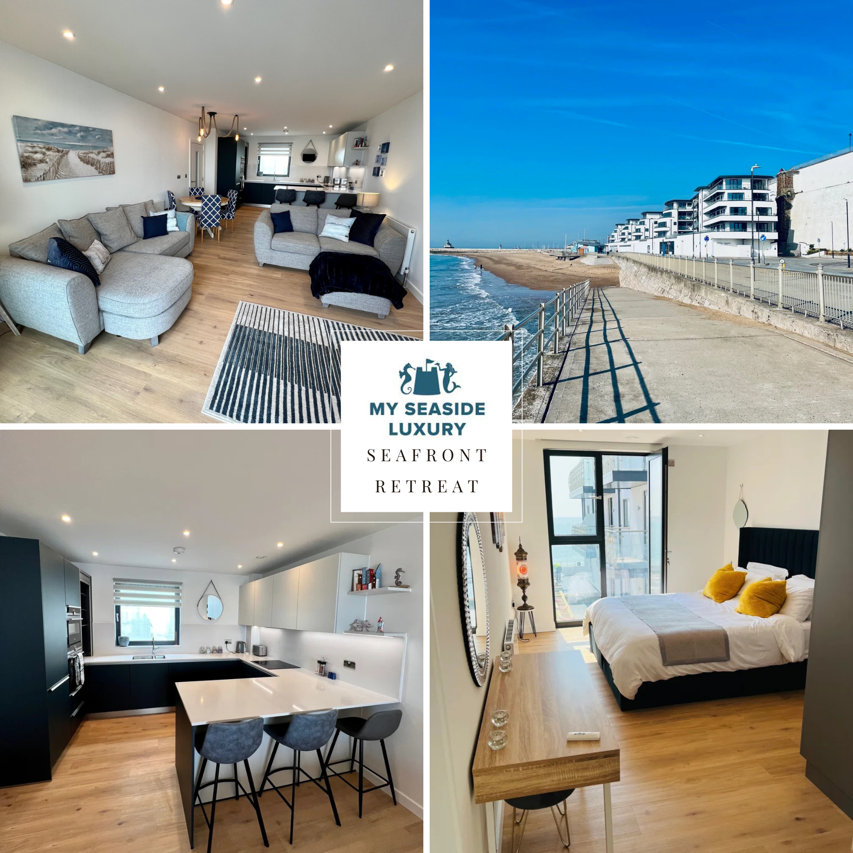 Seafront Retreat- Luxury 2 bedroom apartment with parking and balcony