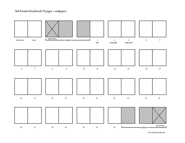 Thumbnail template for 40 page self-ended and 32 page picture books —  Alicia Schwab Illustration