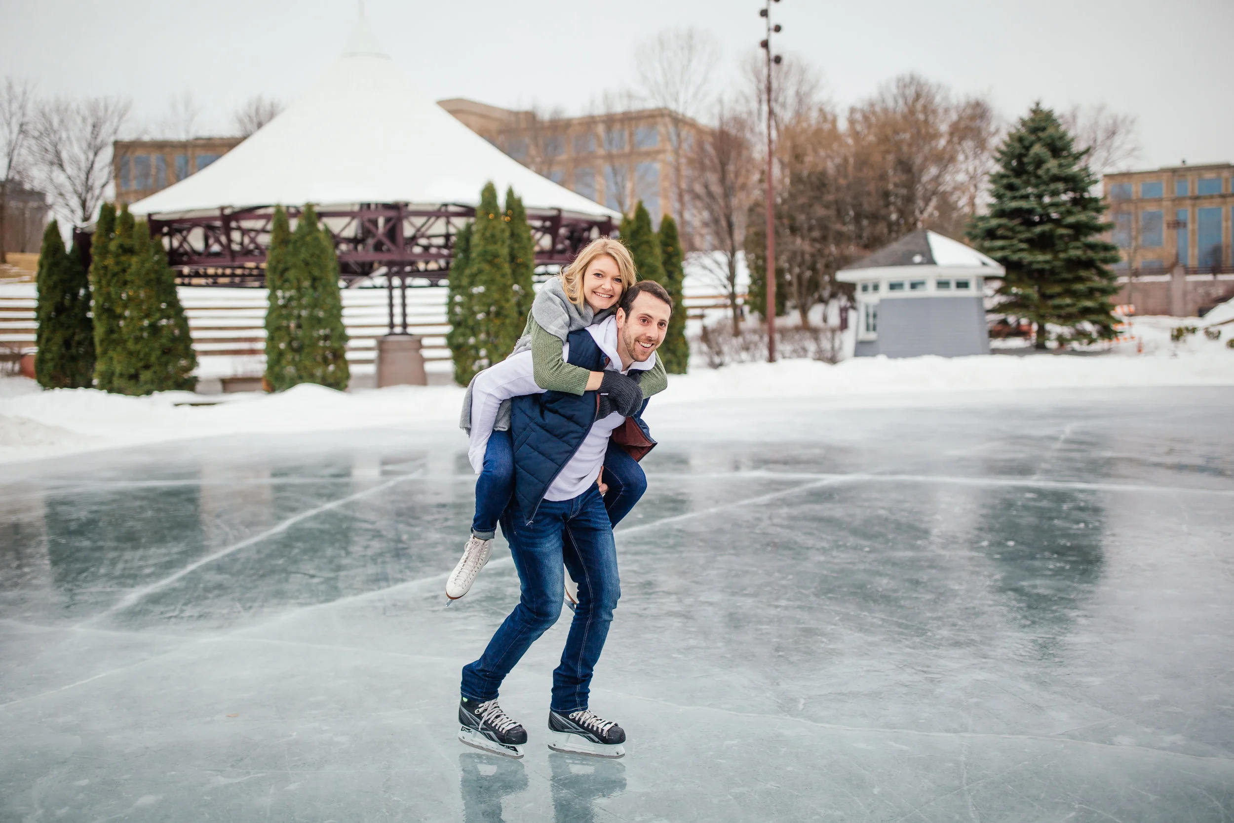 Liz + Kyle | MN Winter Ice Skating Engagement 