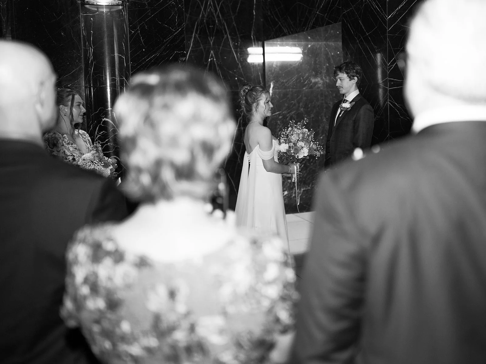 Black and White photo of courthouse elopement at St. Paul City Hall