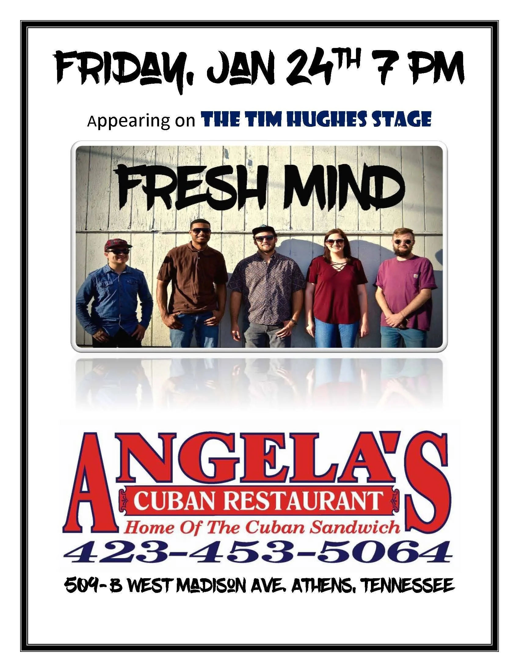 Come here your favorite reggae rock band at Angelas 7-9pm