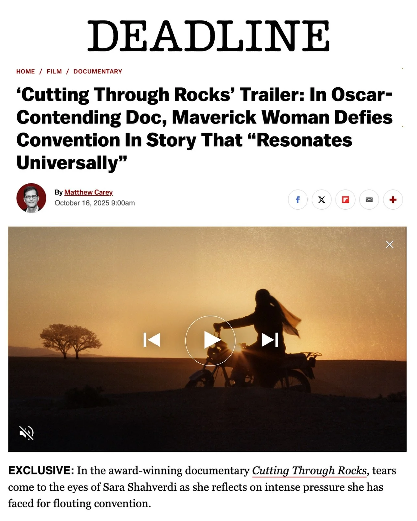 Our official trailer just debuted in Deadline! See CUTTING THROUGH ROCKS at @filmforumnyc starting November 21 and expanding to select theaters after that. 

🏆 Winner, World Cinema Documentary Grand Jury Prize
🏆 2025 DOC NYC Short List

Learn more 