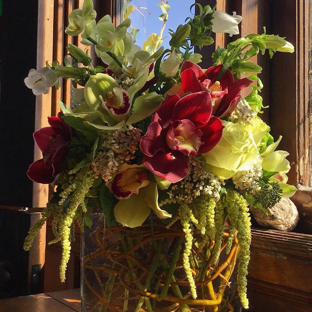 #orchids and #amaranthus make a gorgeous and unexpected fall arrangement 🍂🧡🍁