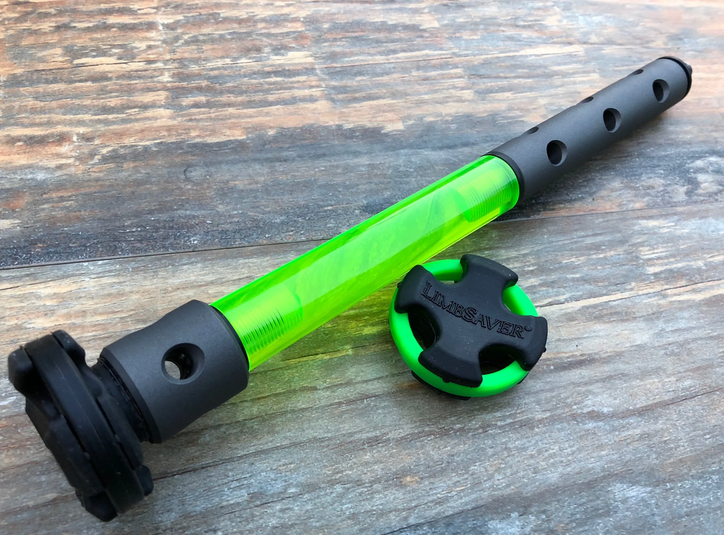 BLACK ALUMINUM + FLO-GREEN ACRYLIC
