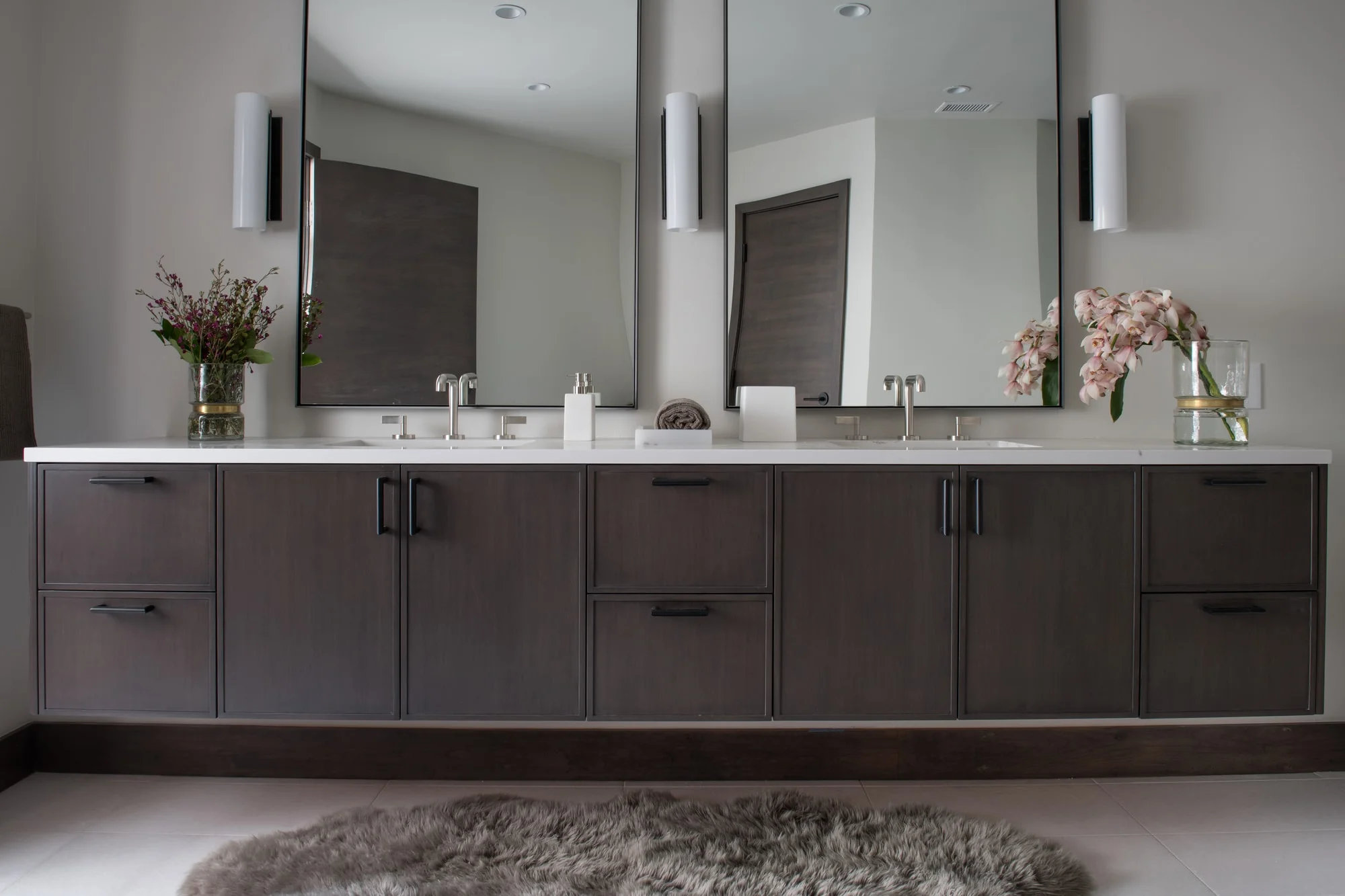 Elegant two mirror above the spacious cabinet