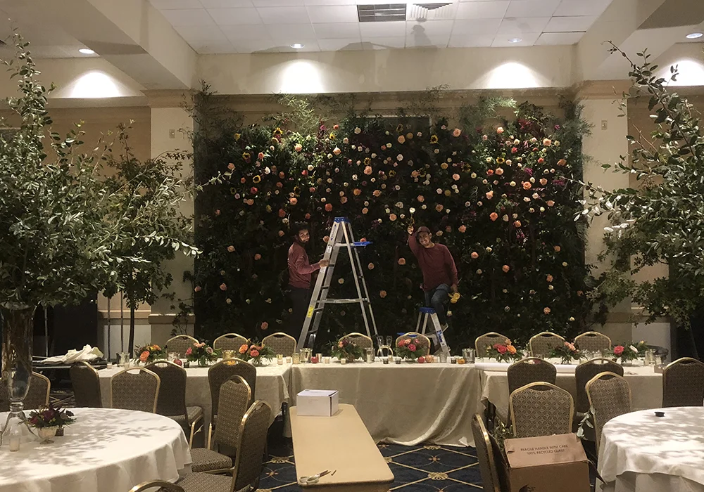 Wedding prep by Reynold’s Floral Market.