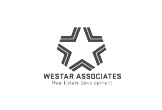 Logo for Westar Associates Real Estate Development featuring a star with three layered lines and the company name below.