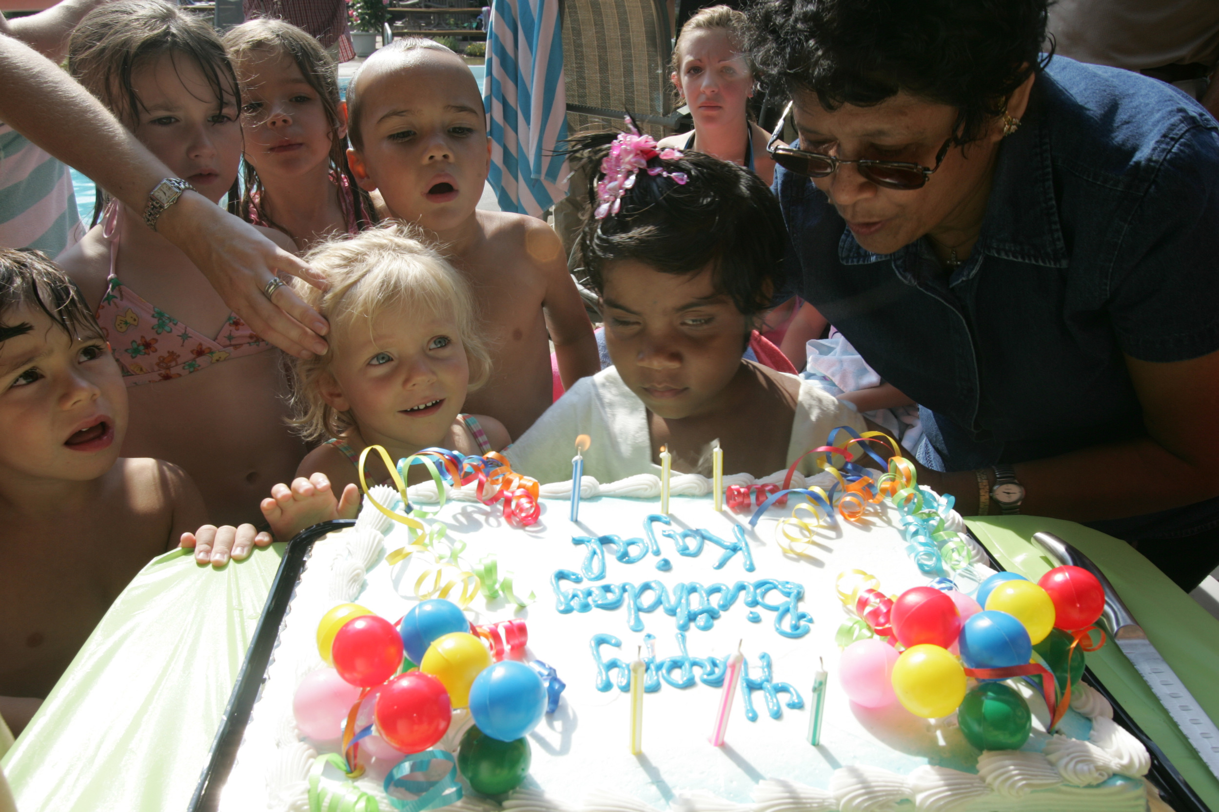  Kajal celebrated her 6th birthday in the U.S. with a pool party. She gets ready to blow out the candles on her cake August 26, 2007 in Nashville, Tennessee. 