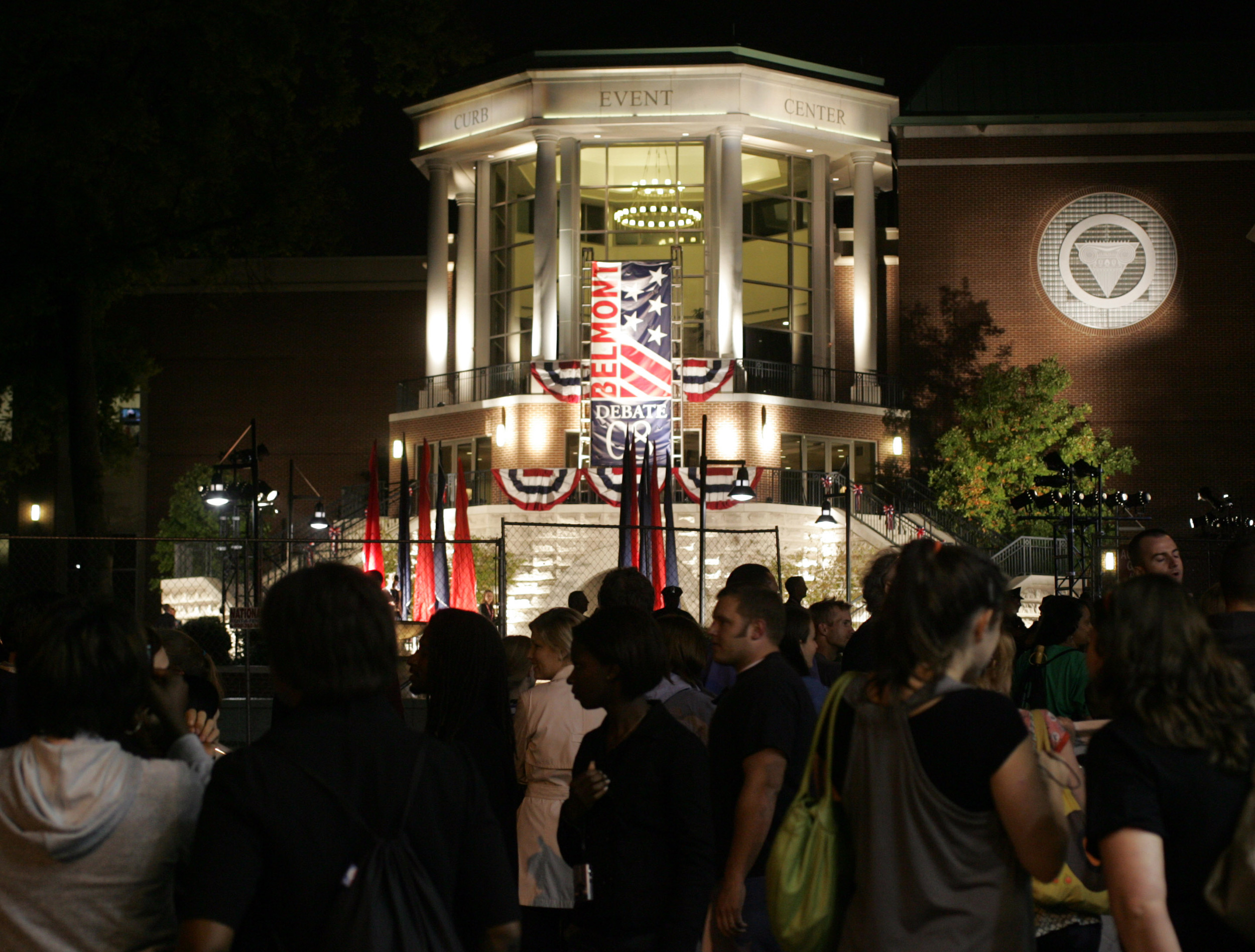  People outside the town hall debate at Belmont University Tuesday, October 7, 2008 in Nashville, Tennessee. 
