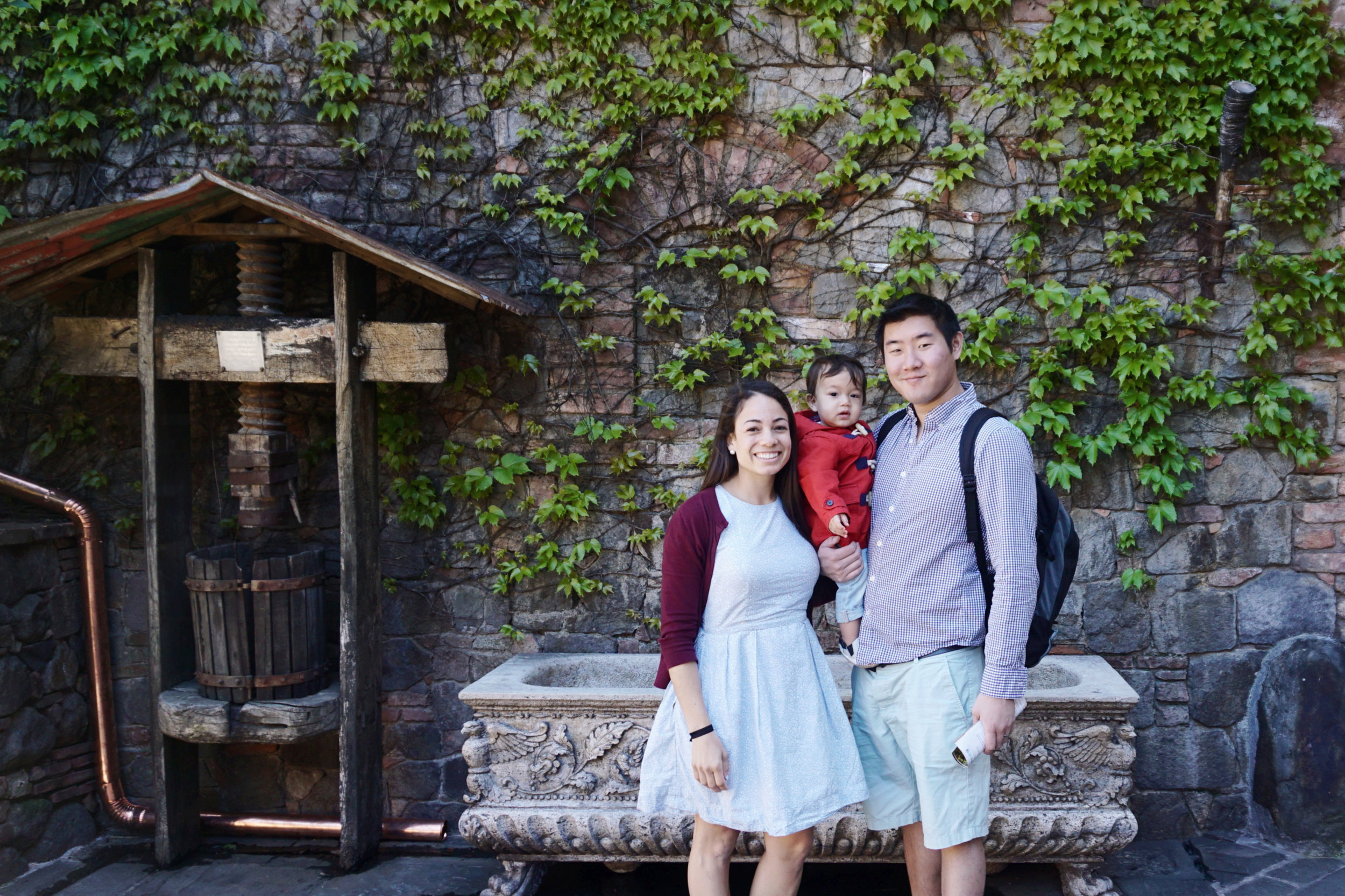 USA_California_Castello di Amorosa Winery_Sonoma_Napa_family pic with toddler baby inside castle.jpg