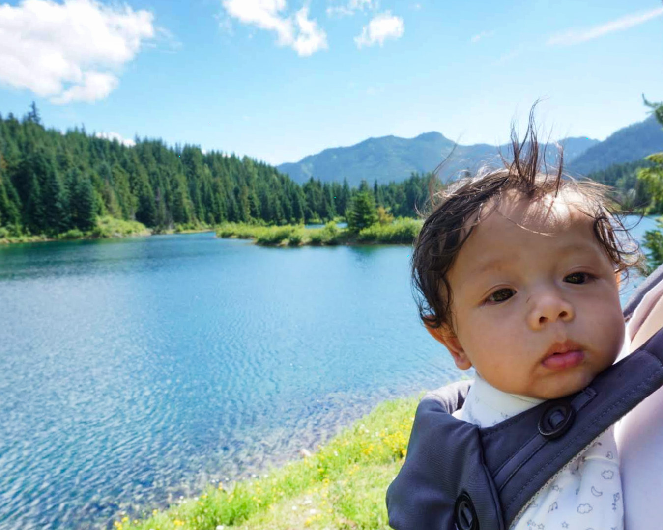  Orlo (6 months old) going for a walk around the pond 