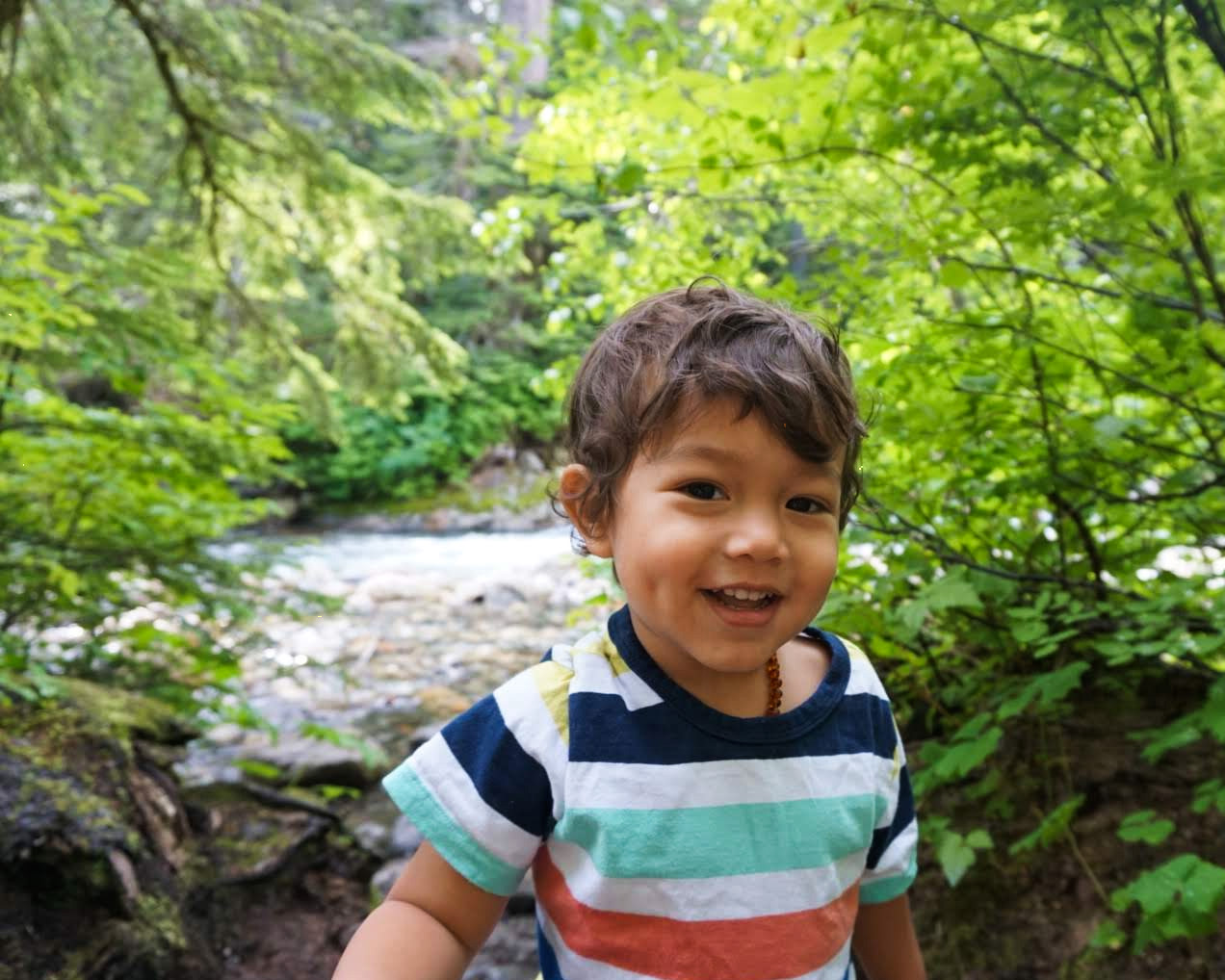 Elden (2 years old) along Franklin Falls
