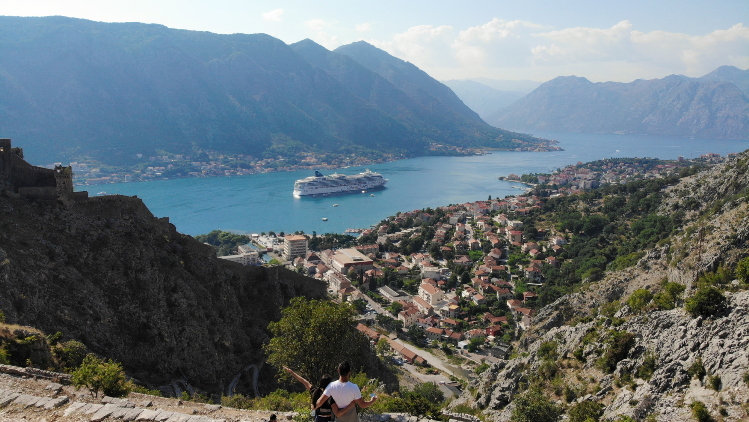  Taking in views of Kotor from up on the trail 