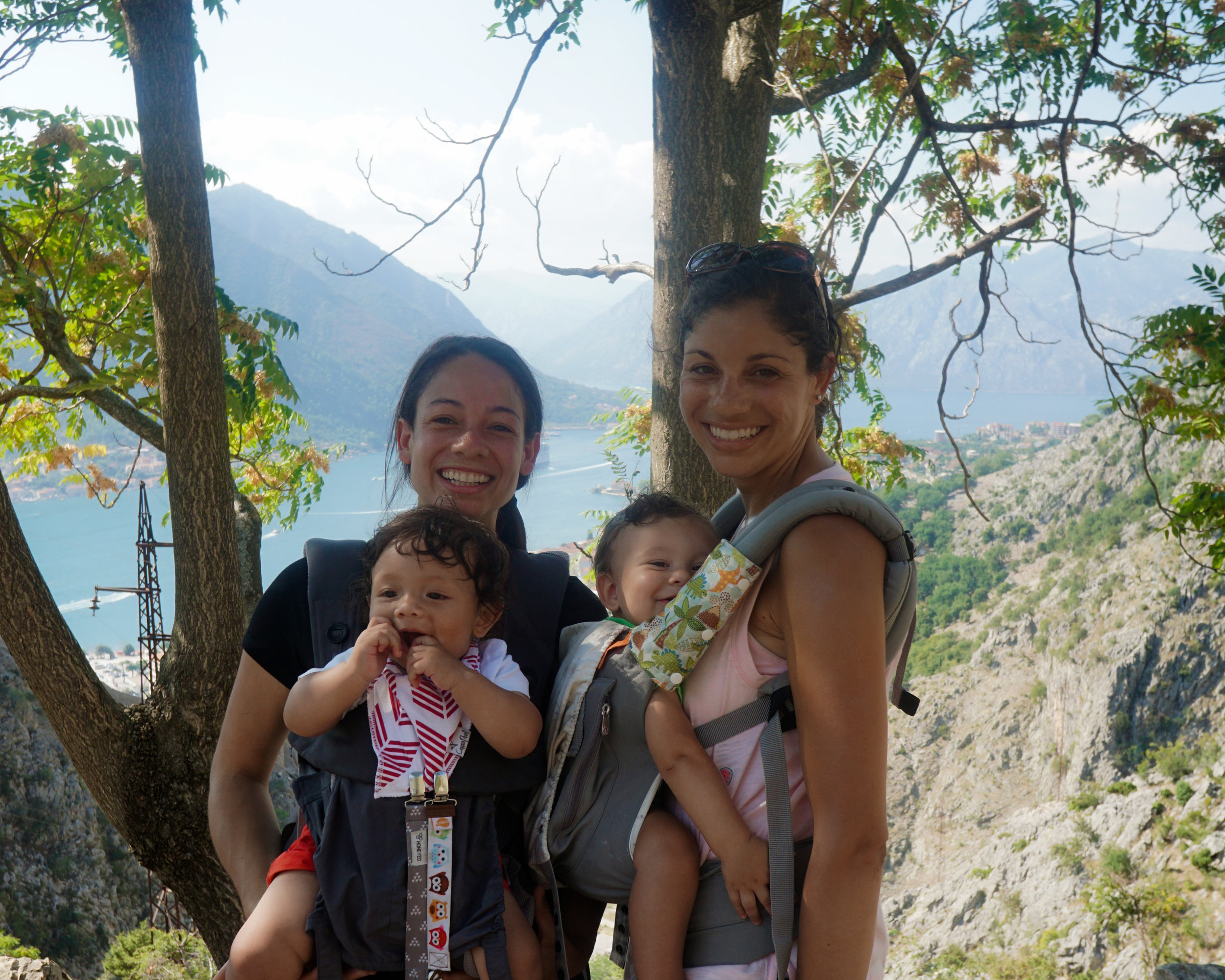 My sister and I with the youngest ones (7 months old and 9.5 months old)