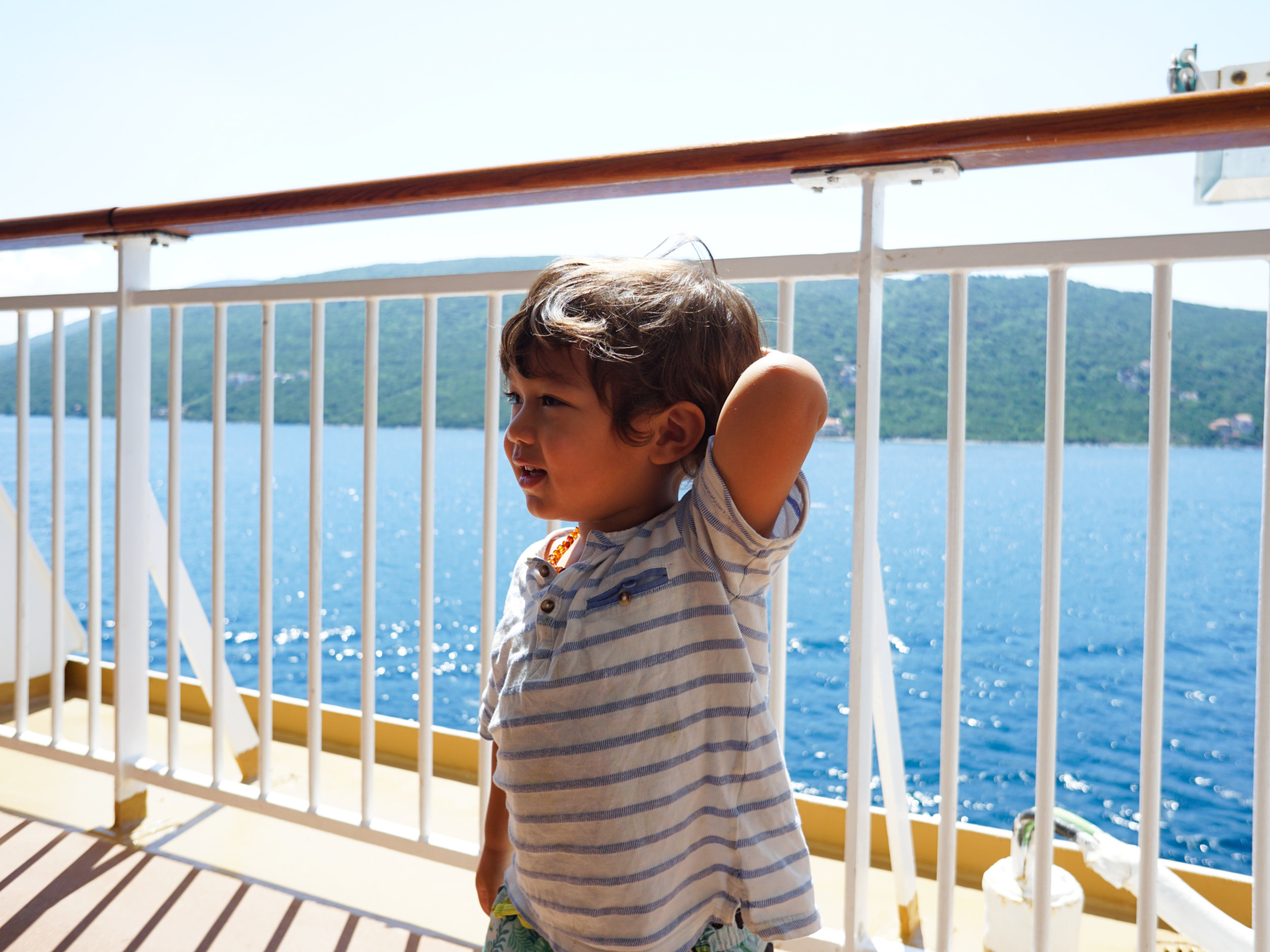 Elden (2.5 years old) on his first cruise around the Mediterranean