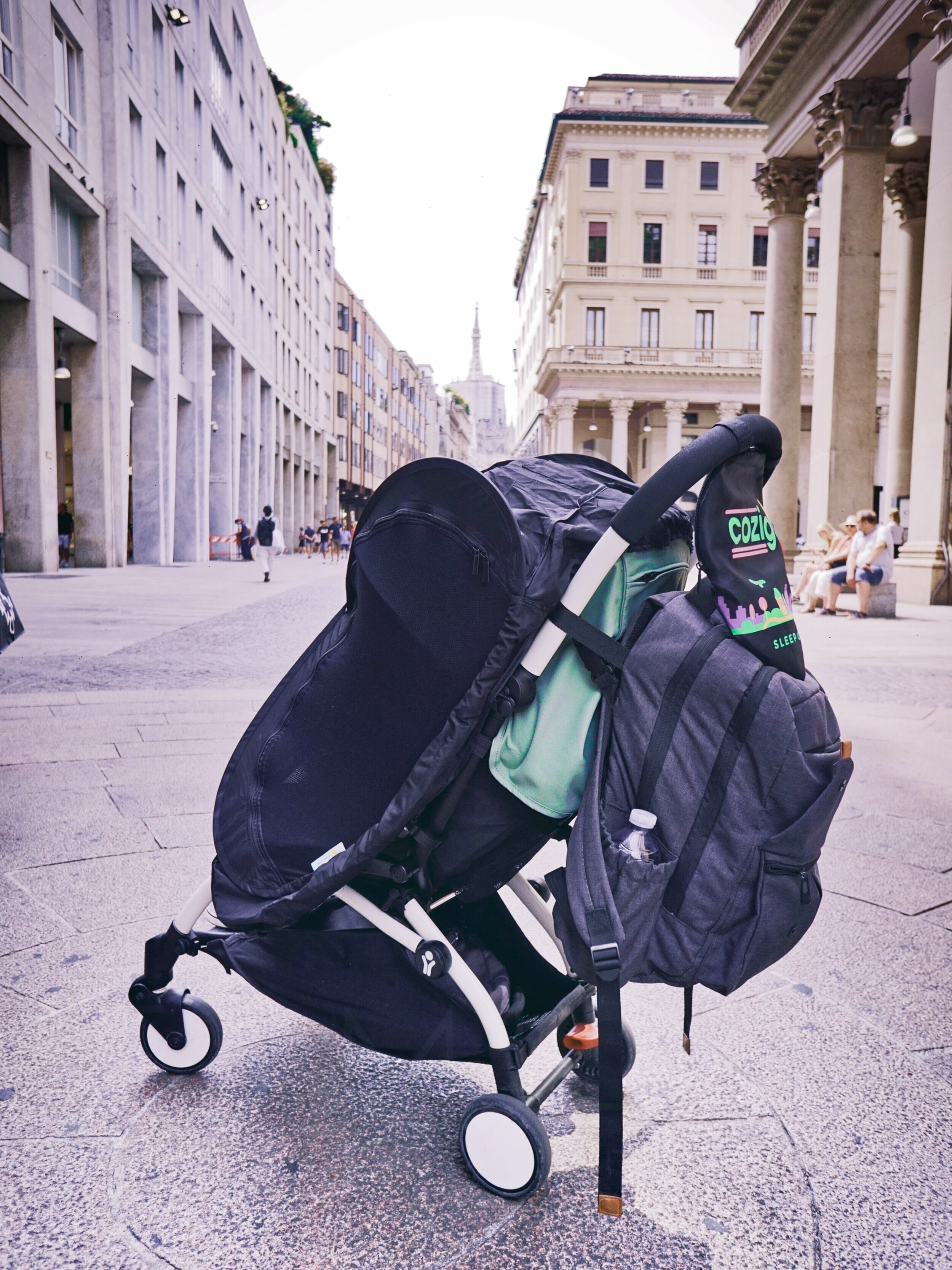The CoziGo over our Yoyo travel stroller (fits all strollers)
