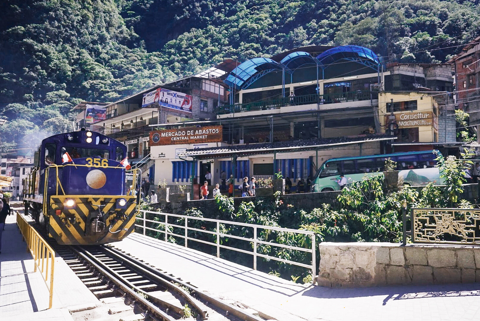 Since trains are the only transportation option in and out of Aguas Calientes, they’re central to the town. Tracks run right through the middle of everything.