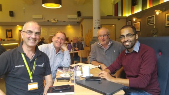 David Clasby, Matt Easter, and Martin Philpott of Sustrans Nottingham with BAG Treasurer Matthew Farrugia