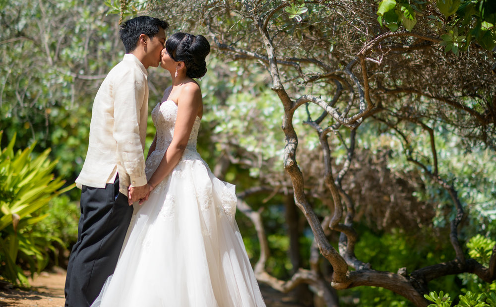 Bride and groom at The Kahala Hawaii