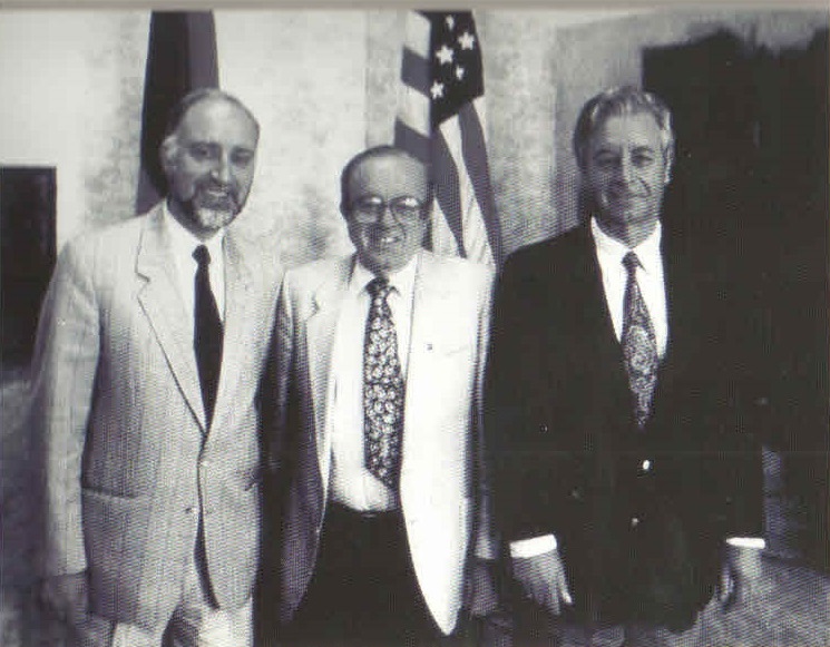 The founders of the American University of Armenia: (from left) Armen Der Kiureghian, Mihran Agbabian, and Stepan Karamardian.  