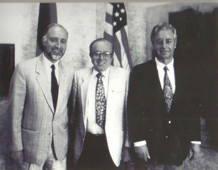 The founders of AUA: (from left) Armen Der Kiureghian, Mirhan Agbabian, and Stepan Karamardian.