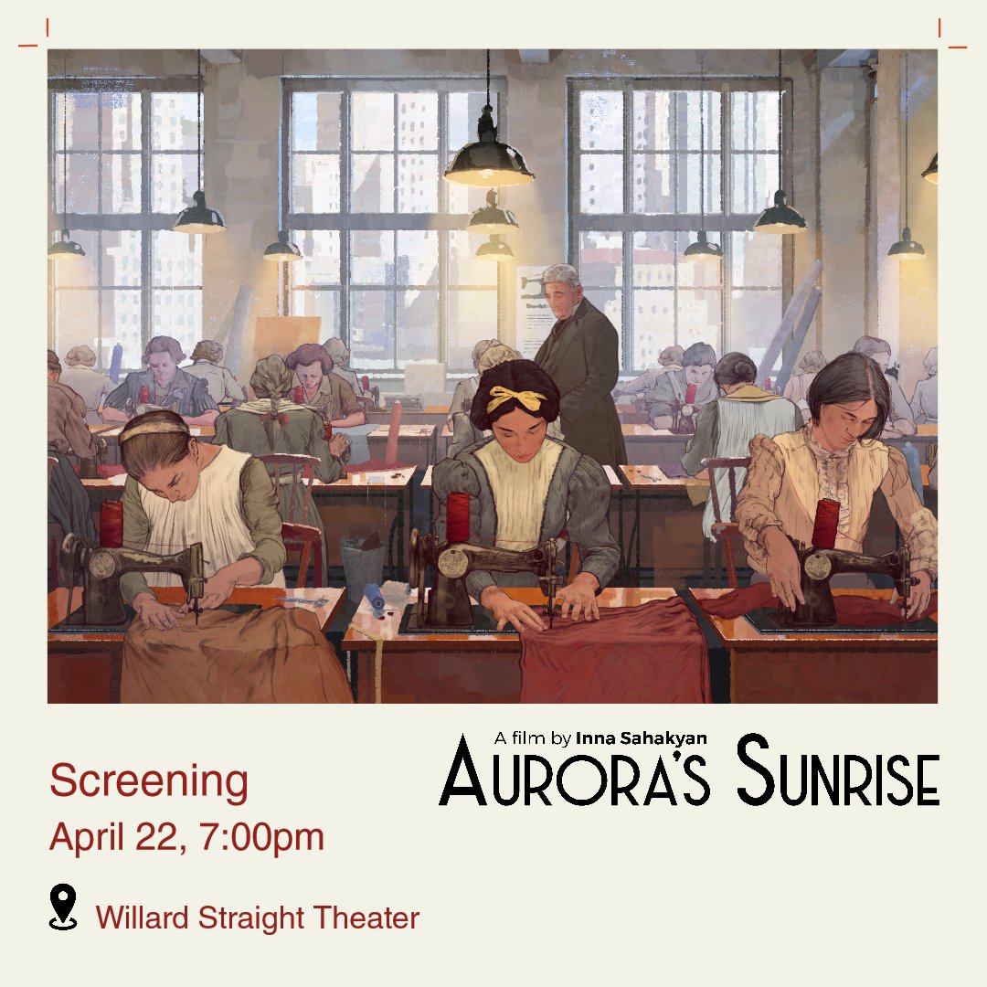 We're excited to announce that Aurora's Sunrise will be screened at @cornelluniversity in New York!🇺🇸

Date: Monday, April 22, 2024 at 7:00pm

Venue: Willard Straight Theatre, Central Campus
--
FREE ADMISSION 
--
Aurora&rsquo;s Sunrise is created b