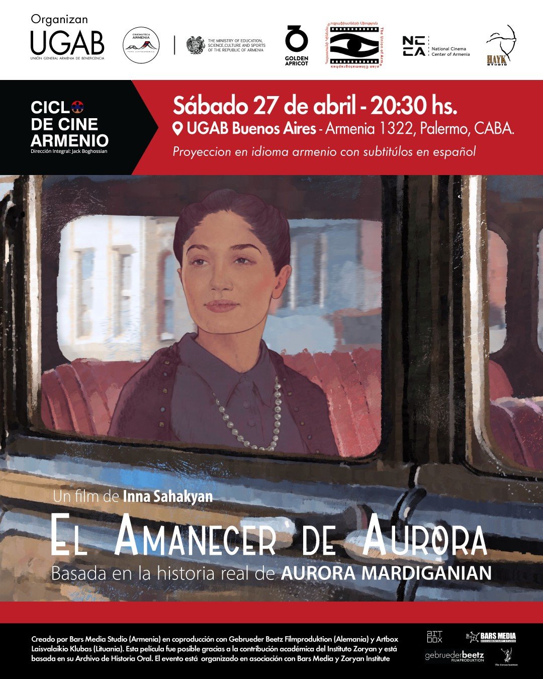 Armenian Film Series 🎬 in Argentina!

We're excited to welcome you all on Saturday 📅 April 27th at 20:30pm at the AGBU Auditorium Buenos Aires📍Armenia 1322, Palermo, CABA.

️️Entrance is free, but make sure to secure your spot by registering throu