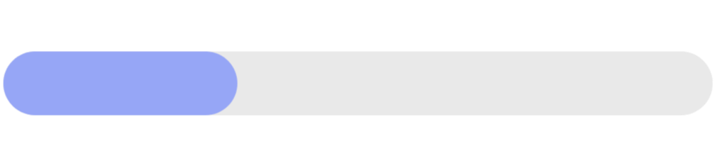 Progress bar with a blue section at the start on a white background.