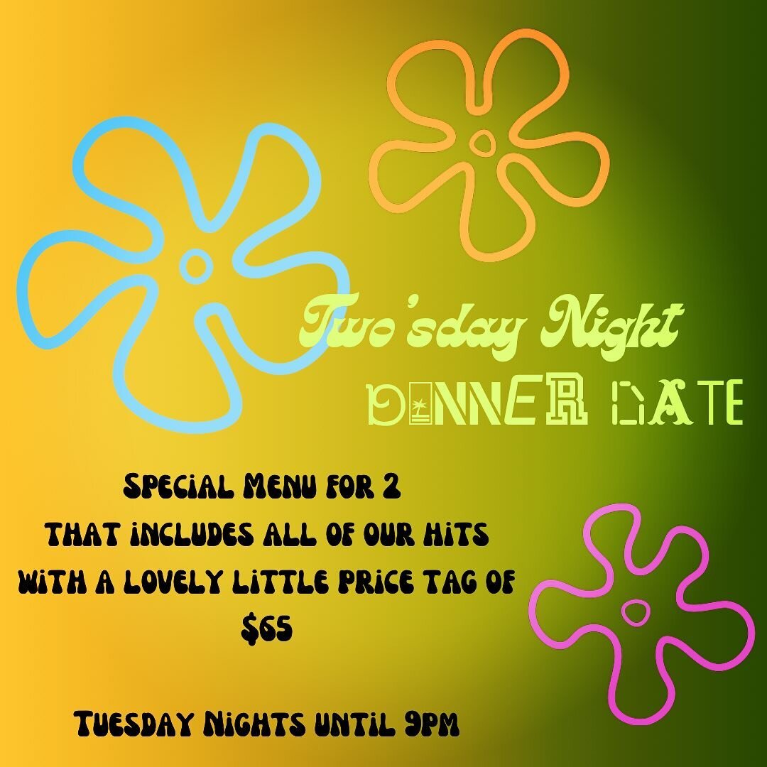 We're channeling our old Chuck Woolley vibes (host of the hit 1990's game show &quot;The Dating Game&quot;) and bringing you a special Two'sday night menu that's bound to make you &amp; your wallet happy 😃 

Every Tuesday starting March 19th, we're 