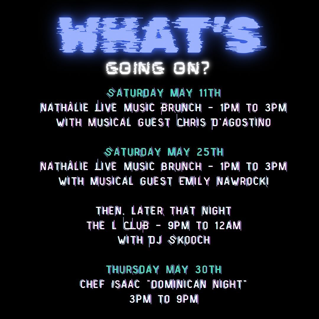 There are so many things on the horizon as we roll into the month of May. We've got live music brunch, 🌈 club nights, food focused menus &amp; a whole lotta energy to fill up your calendars!! So................

#nath&aacute;liewinebar #events #this