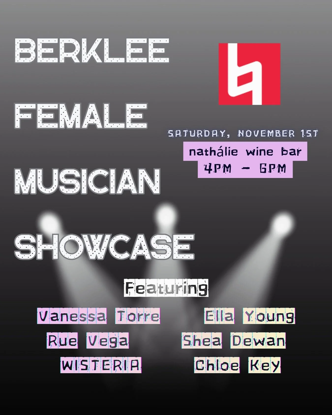 This coming Saturday we&rsquo;re bringing back the #acousticvibes with a showcase of emerging female artists from Berklee school of music. From 4pm-6pm you can grab a glass and a bite and support some up and comers as they serenade you with some of t