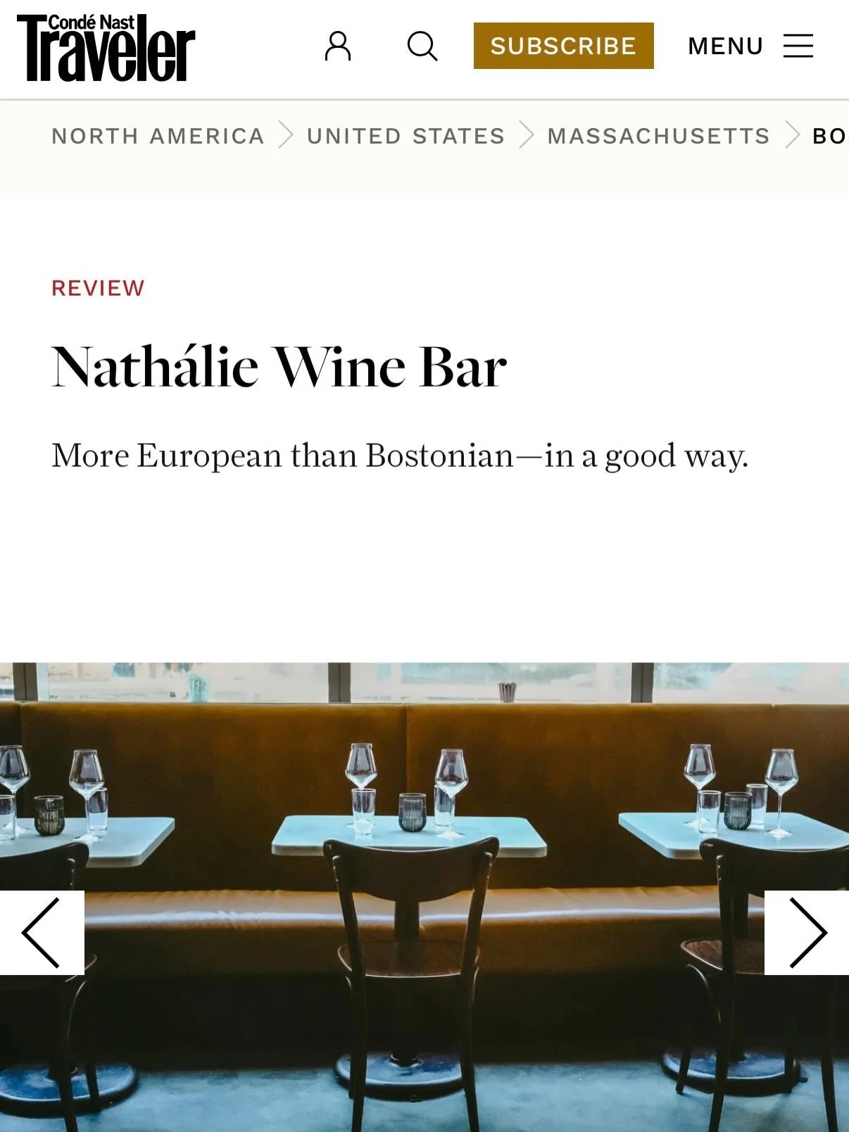 .
🤩🤩🤩 Wow 🤩 🤩🤩

We are currently buzzing over the recent shoutout from  @condenasttraveller for this incredible review of our cozy, intimate space on Brookline Ave 🙌🏼 (thank you 🙏)

And while we raise a glass for the recognition, the real ma