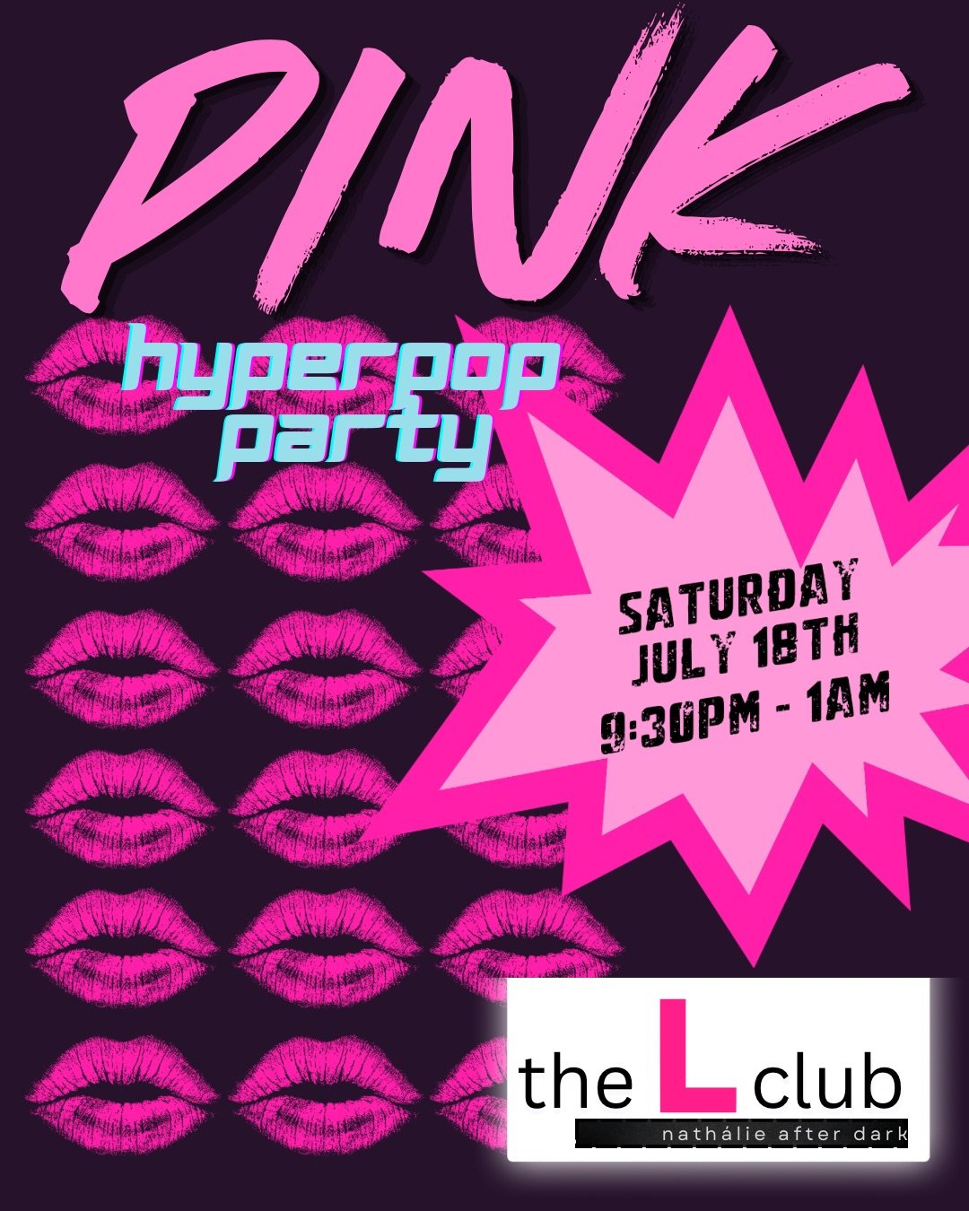 💖 the L Club returns July 18, and this month we&rsquo;re thinking PINK 🫦 

Welcome to PINK 💖 - a hyperpop-inspired edition of @nathaliewinebar &lsquo;s once-a-month late-night queer dance party. 🪩

Expect high-energy beats from @misslipsdj 💋, dr