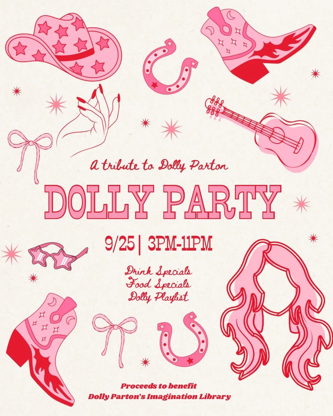 9 to 5? Say less. 💅🏻
Introducing THE DOLLY PARTY 💎🎀🤠
On Friday, September 25 (9/25), we&rsquo;re celebrating Dolly Parton the only way we know how: with wine, food, music, and an unreasonable amount of rhinestones. 💎
Expect Southern-inspired fo