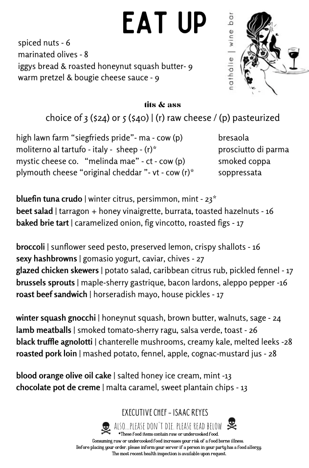 nathálie dinner menu 01/06/26