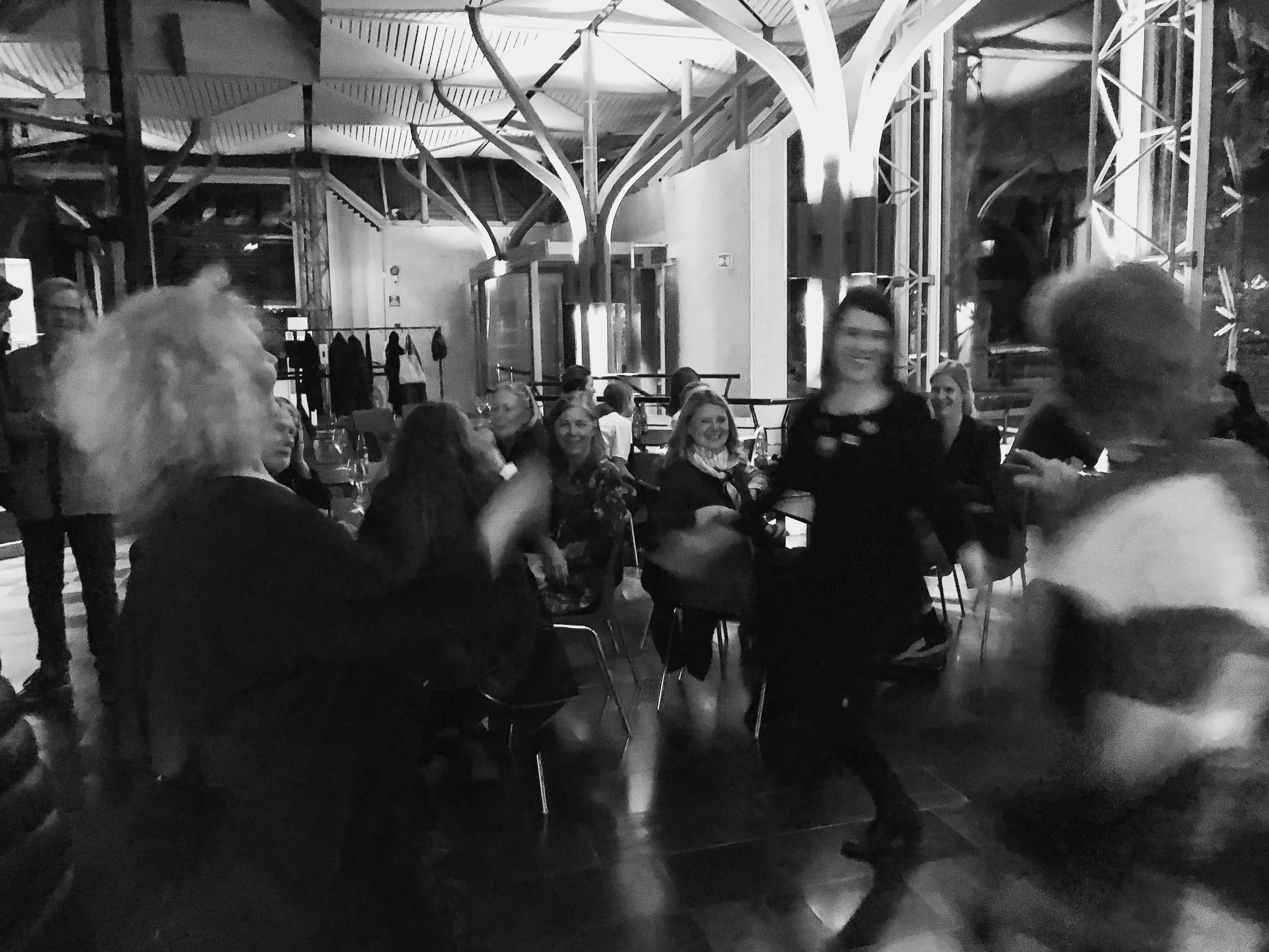 Marlene Dumas dancing at the after party.