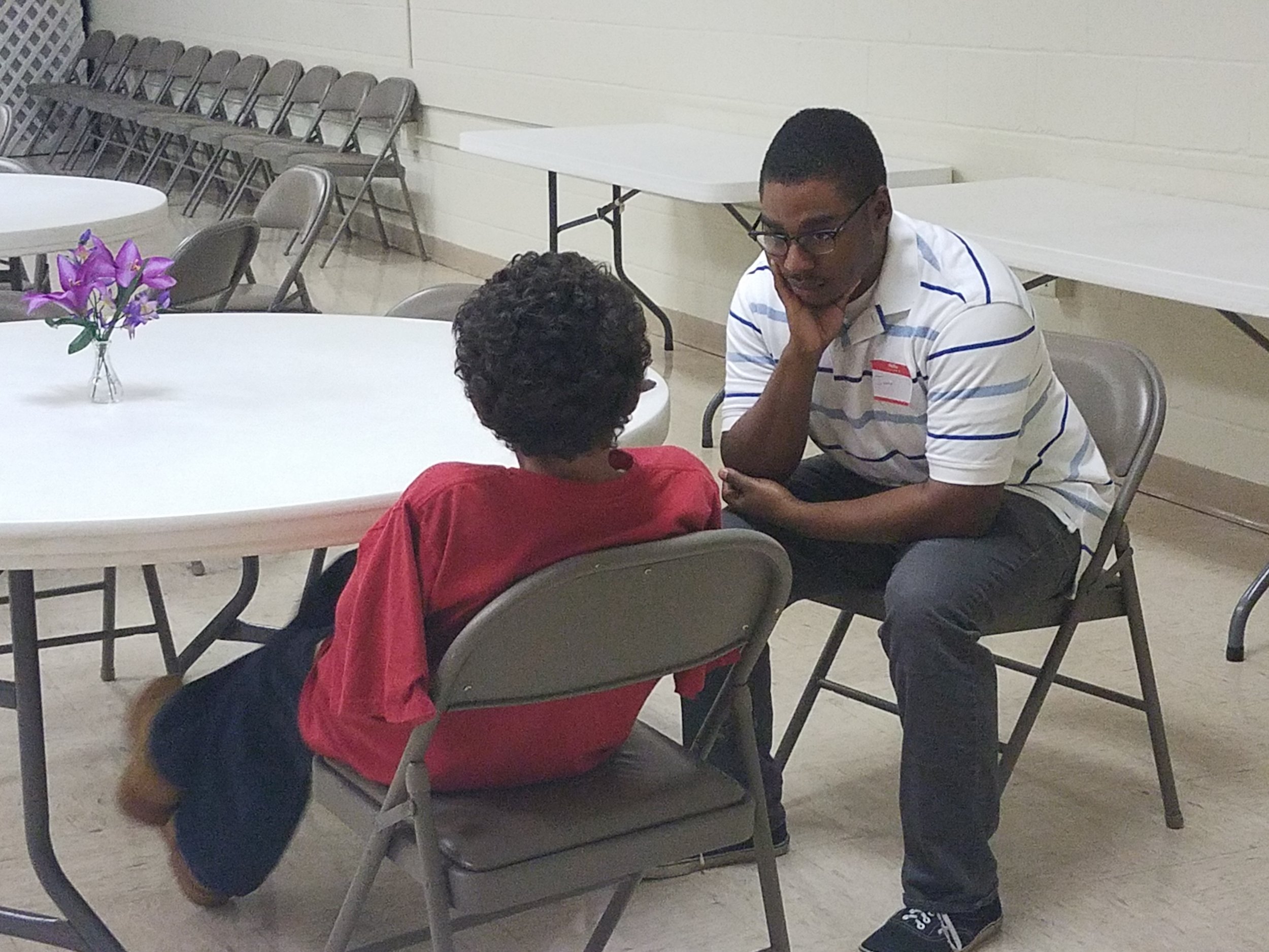  Jamal Frazier build relationship with a young boy in  Good News Club®  partnered with a Single Moms’ Ministry at Perry Hill United Methodist Church. 